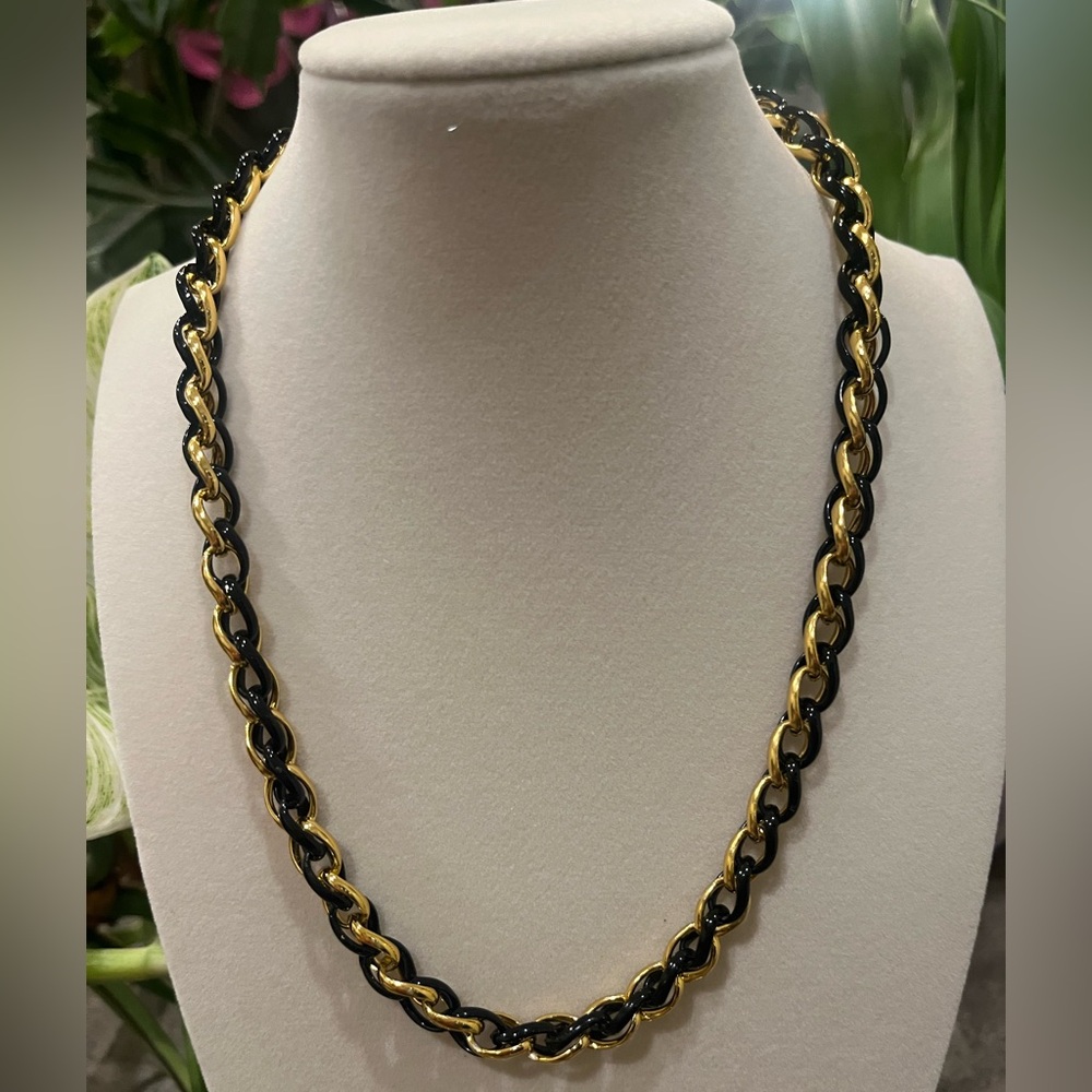 Vintage Black and Gold Tone Woven Necklace
